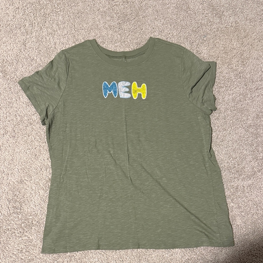 Torrid Green Graphic Tee with 'MEH' Design
